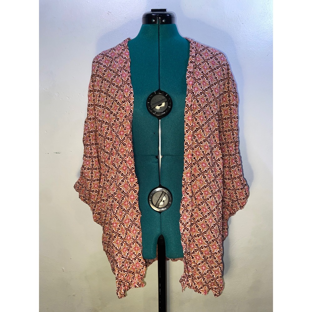 Victorias‎ Secret Pink Floral Medallion Lightweight Boho Kimono Cardigan XS/S